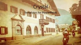  Presentation with bikers - Presentation design consisting of bikers in european city beautiful retro style photo grunge image spending vacation on mountains extreme adventure active touring concept background and a yellow colored foreground