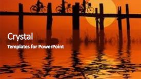  Presentation with bikers - Presentation enhanced with bikers on the ubein bridge background and a tawny brown colored foreground