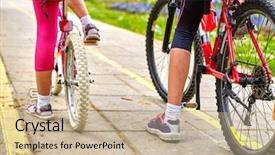  Presentation with bicycle - Colorful slides enhanced with bikes bicyclist girl children feet backdrop and a soft green colored foreground