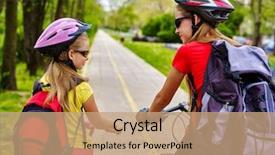  Presentation with bike - Slide set featuring bikes bicyclist girl girls wearing background and a coral colored foreground