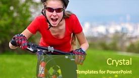  Presentation with rides - Cool new presentation with bikes cycling girl girl rides bicycle out city girl in cycling cycling is good for health cyclist is looking at city in distance background city backdrop and a tawny brown colored foreground
