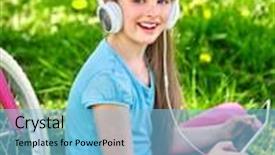  Presentation with cycling - Amazing PPT theme having bikes cycling girl girl rides bicycle girl wearing headset watching at tablet pc in cycling cycling is good for health cyclist looking at touch screen backdrop and a light blue colored foreground