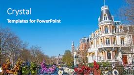  Presentation with amsterdam - Colorful presentation theme enhanced with bikes-decorated-with-flowers backdrop and a gray colored foreground