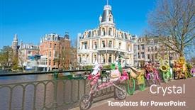  Presentation with amsterdam - Presentation theme having bikes-decorated-with-flowers background and a coral colored foreground