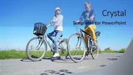  Presentation with man riding big bike motor - Slide deck enhanced with bikes france - cheerful couple riding bike background and a  colored foreground