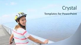  Presentation with bike - PPT theme enhanced with bikes france - portrait of young woman riding background and a  colored foreground