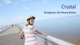  Presentation with man riding big bike motor - PPT theme having bikes france - portrait of young woman riding background and a  colored foreground