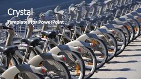  Presentation with bike station - Presentation theme featuring bikes france - public bike rental station background and a ocean colored foreground
