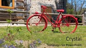  Presentation with bike - Beautiful presentation theme featuring bikes france - red bike outdoor at house backdrop and a  colored foreground