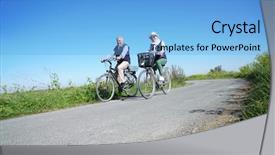  Presentation with road bike - Beautiful slides featuring bikes france - senior couple riding bike together backdrop and a light blue colored foreground