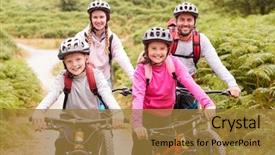  Presentation with children parents - Cool new presentation design with bikes in a country lane backdrop and a gold colored foreground