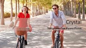  Presentation with road safety young drivers - Colorful presentation theme enhanced with bikes on a tree line backdrop and a coral colored foreground