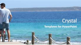  Presentation with man riding big bike motor - Cool new PPT layouts with bikes on formentera island template backdrop and a teal colored foreground