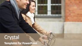  Presentation with environment - Slide deck consisting of bikes together in a city background and a coral colored foreground