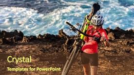  Presentation with cycling - PPT theme consisting of biking carrying bike uphill walking background and a tawny brown colored foreground