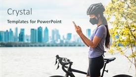  Presentation with tracing - Slide deck consisting of biking-cyclist-using-mobile-phone background and a sky blue colored foreground