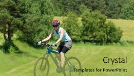  Presentation with biking - Theme consisting of biking happy girl riding uphill background and a  colored foreground