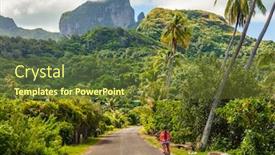  Presentation with vacation - Slide set featuring biking-tourist-on-summer-vacation background and a tawny brown colored foreground