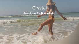  Presentation with ocean wave - Audience pleasing slide set consisting of bikini and hat kicking wave backdrop and a gray colored foreground