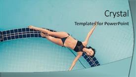  Presentation with island resort - Presentation theme featuring bikini lying on the edge background and a light blue colored foreground