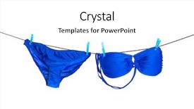  Presentation with blue line - Presentation theme consisting of bikini on a clothes line background and a white colored foreground