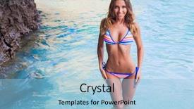  Presentation with maya bay - Audience pleasing slide set consisting of bikini on beach at maya backdrop and a light blue colored foreground