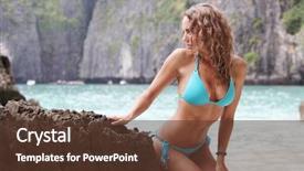  Presentation with beach rocks - Cool new theme with bikini posing on thai beach backdrop and a  colored foreground
