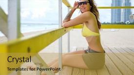  Presentation with lifeguard - Cool new presentation with bikini sitting at the lifeguard backdrop and a gold colored foreground