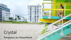  Presentation with lifeguard - Slide set with bikini sitting at the lifeguard background and a light gray colored foreground