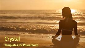  Presentation with sexy girl - Cool new theme with bikini sitting on a deserted backdrop and a tawny brown colored foreground