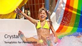  Presentation with water park - Cool new theme with bikini sliding water park backdrop and a coral colored foreground