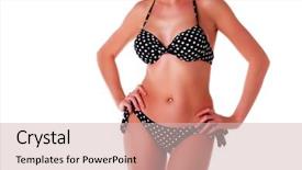  Presentation with sexy santa woman red - Colorful theme enhanced with bikini suit with polka dot backdrop and a soft green colored foreground