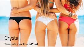  Presentation with sexy - PPT layouts with paradise 3 - beautiful sexy girls in bikinis background and a coral colored foreground