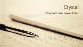  Presentation with financial accounting - Amazing PPT theme having bilan - financial accounting pen and calculator backdrop and a cream colored foreground