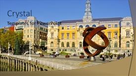  Presentation with town hall - Slides with bilbao-spain-november-14-town background and a teal colored foreground