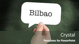  Presentation with bubble - PPT theme consisting of bilbao written in a speech bubble background and a dark gray colored foreground