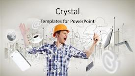  Presentation with mechanical engineering engineer tools - Theme enhanced with bile - image of young man engineer background and a  colored foreground