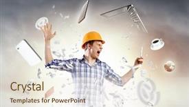  Presentation with phone - Audience pleasing slides consisting of view to the city perros-guirec in brittany france backdrop and a seafoam green colored foreground