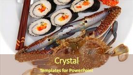  Presentation with salmon dish - Amazing PPT layouts having bile - japanese traditional cuisine - california backdrop and a  colored foreground