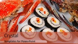  Presentation with salmon dish - Audience pleasing presentation theme consisting of bile - japanese traditional cuisine - california backdrop and a  colored foreground