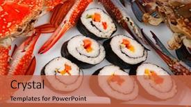  Presentation with salmon dish - Beautiful slide set featuring bile - japanese traditional cuisine - california backdrop and a  colored foreground