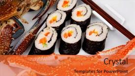  Presentation with crabs - Slide set featuring bile - japanese traditional cuisine - california background and a  colored foreground