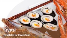  Presentation with salmon dish - Audience pleasing slides consisting of bile - japanese traditional cuisine - california backdrop and a red colored foreground