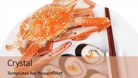  Presentation with salmon dish - Presentation theme enhanced with bile - japanese traditional cuisine - california background and a  colored foreground