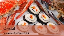  Presentation with salmon dish - Cool new slide deck with bile - japanese traditional cuisine - california backdrop and a  colored foreground