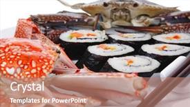  Presentation with salmon dish - Amazing PPT layouts having bile - japanese traditional cuisine - california backdrop and a  colored foreground