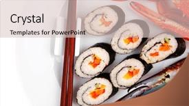  Presentation with salmon dish - Amazing slide set having bile - maki sushi maki rolls backdrop and a  colored foreground
