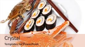  Presentation with salmon dish - Beautiful presentation featuring bile - maki sushi maki rolls backdrop and a coral colored foreground