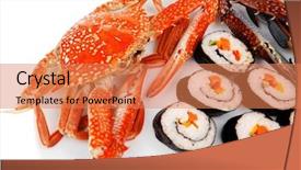  Presentation with salmon dish - Cool new presentation design with bile - maki sushi maki rolls backdrop and a coral colored foreground