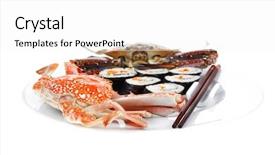  Presentation with salmon dish - Slide set featuring bile - maki sushi maki rolls background and a  colored foreground